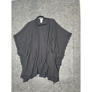 La Blanca Black Crochet Trim Kimono Swim Cover Up XXS/XS Beach Resort